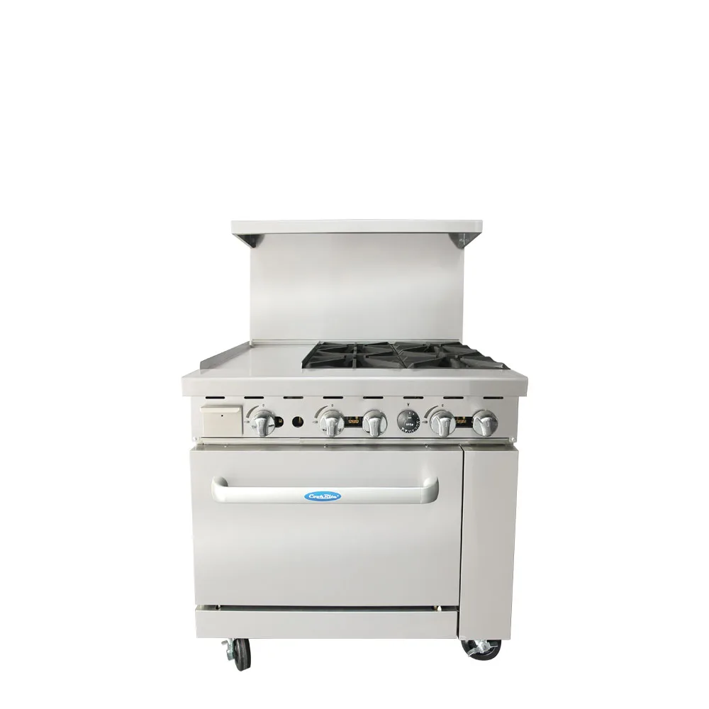 Atosa 36″ Gas Range with 12″ Griddle & Four (4) Open Burners