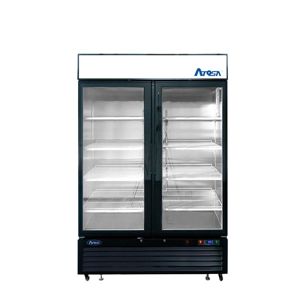 Atosa Black Cabinet Two (2) Glass Door Merchandiser Freezer