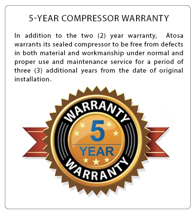 Atosa 27″ Undercounter Refrigerator warranty