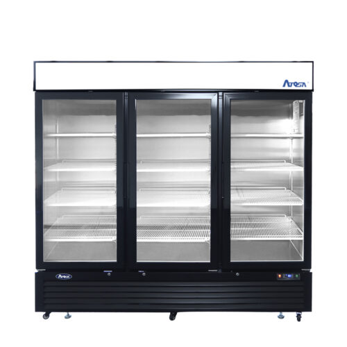 Atosa MCF8724GR - Black Cabinet Three (3) Glass Door Merchandiser Cooler