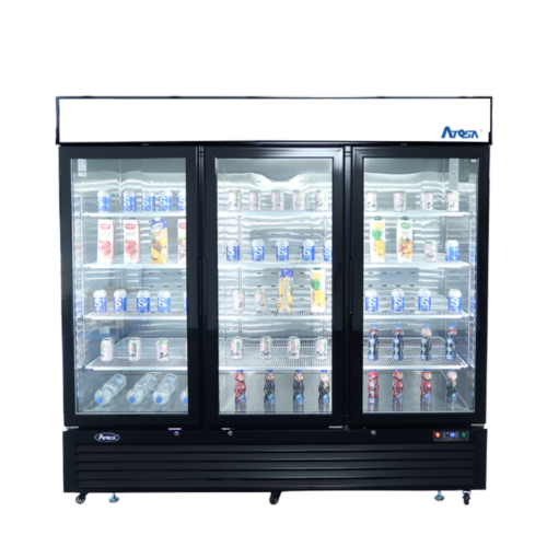 Atosa MCF8728GR - Black Cabinet Three (3) Glass Door Merchandiser Freezer