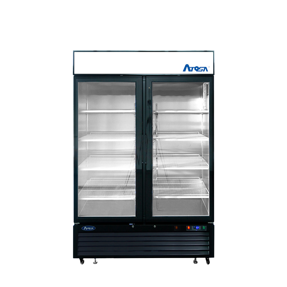 Atosa MCF8732GR - Black Cabinet Two (2) Glass Door Merchandiser Freezer