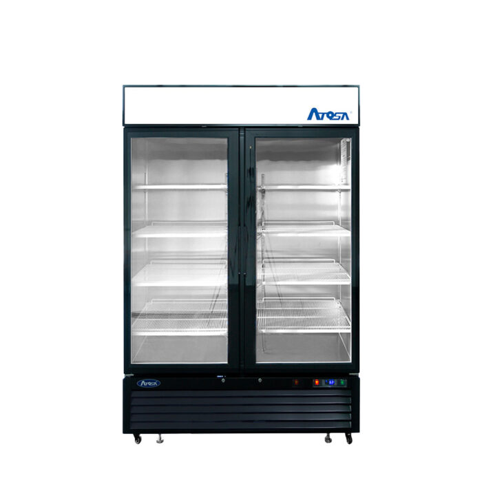 Atosa MCF8733GR - Black Cabinet Two (2) Glass Door Merchandiser Cooler