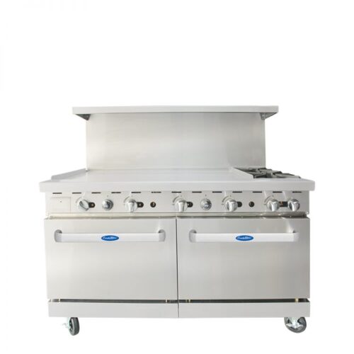 Atosa AGR-48G2B — 60″ Gas Range with 48″ Griddle & Two (2) Open Burners
